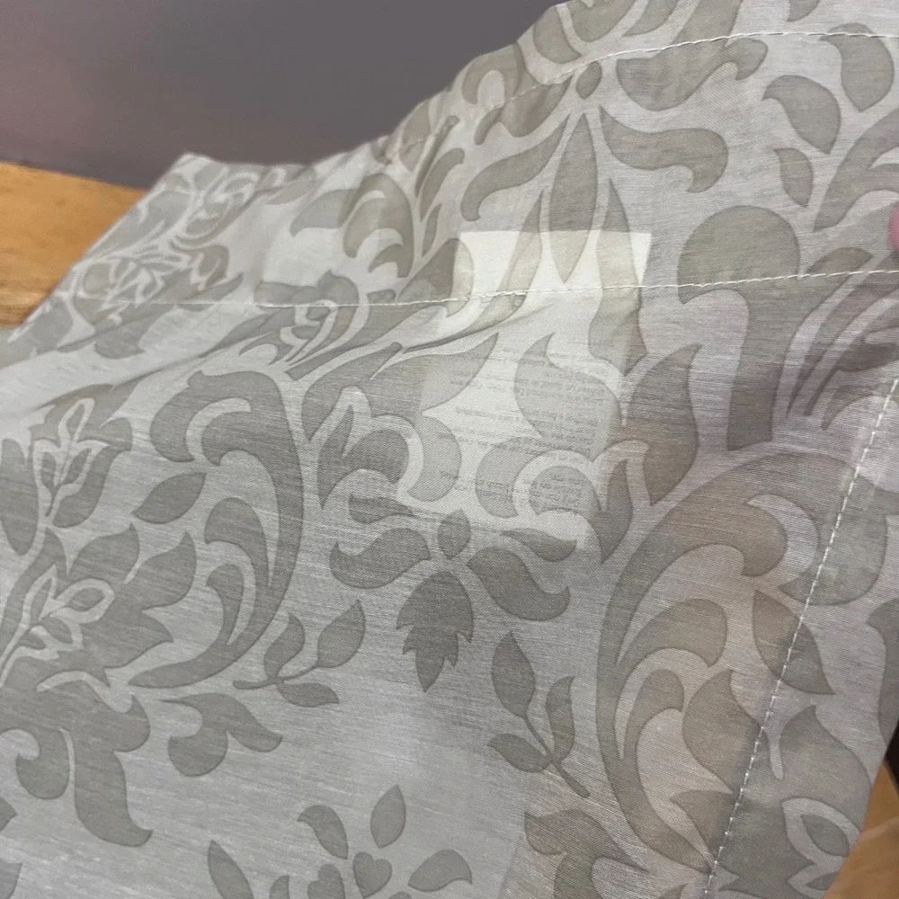 Martha Stewart Olive Green Damask Sheer Curtain Panels 52x84 Set of 2 Classic
